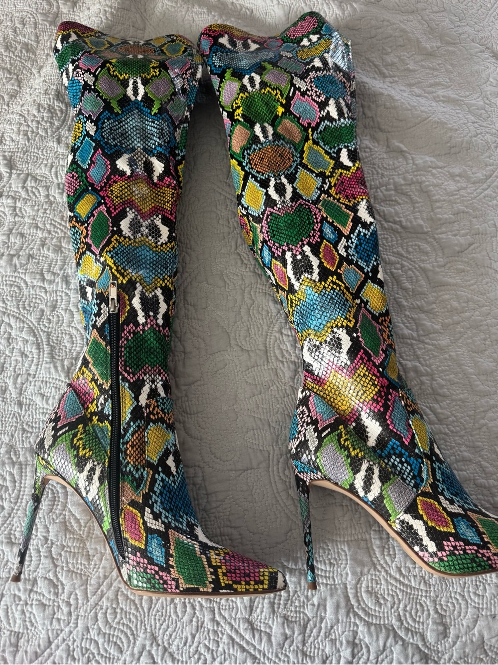 Steve Madden Multicolor Snake-Print Over-the-Knee Stiletto Boots